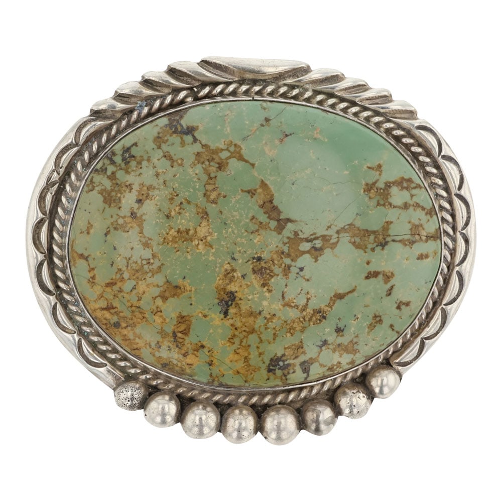 Vintage Daniel Yazzie Navajo Menassa Turquoise Pin: Sterling Silver | Genuine Menassa Turquoise | Vintage Daniel Yazzie Navajo Menassa Turquoise Pin | Navajo Native American Southwest Indian Jewelry | Good (no breaks or damages) | Approximate Weight: 3