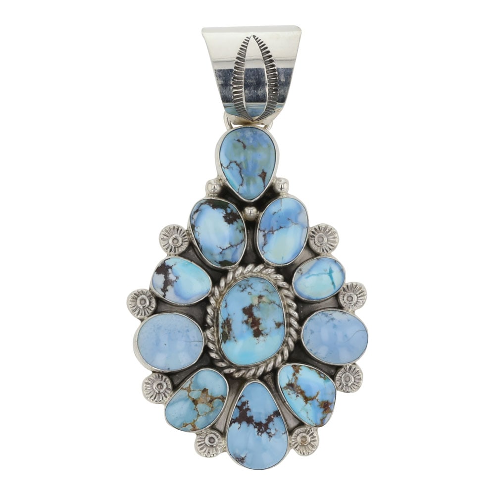 Ella Linkin Navajo Golden Hill Turquoise Cluster Pendant (1 of 2)