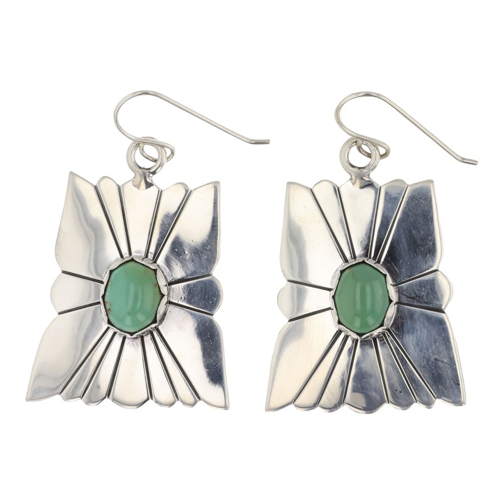 Marita Benally Navajo Turquoise Earrings: Sterling Silver | Genuine Turquoise | Marita Benally Navajo Turquoise Earrings | Navajo Native American Southwest Indian Jewelry | Good (no breaks or damages) | Approximate Weight: 14 Grams | Earrings