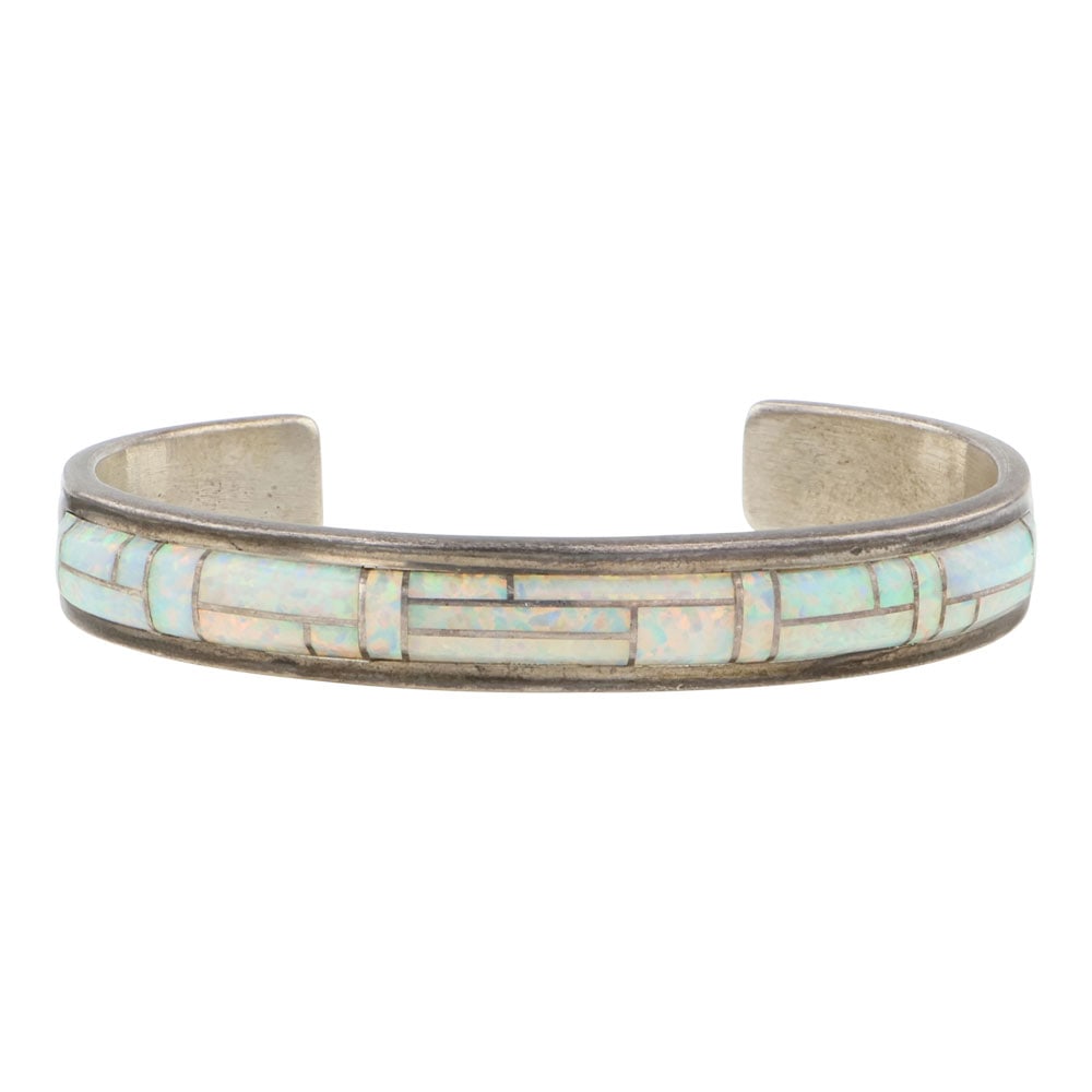 Vintage Navajo Synthetic Opal Cuff Bracelet (1 of 4)