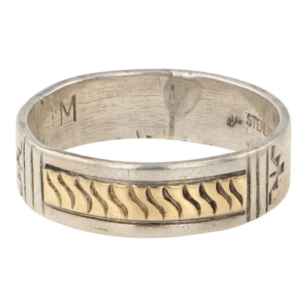 Vintage Navajo Sterling Silver & 14K Gold Ring (1 of 3)