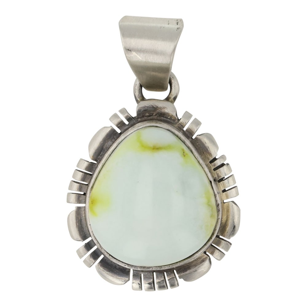 Jeff Francisco Navajo Variscite Pendant: Sterling Silver | Genuine Variscite | Jeff Francisco Navajo Variscite Pendant | Navajo Native American Southwest Indian Jewelry | Good (no breaks or damages) | Approximate Weight: 5 Grams | Pendant: .