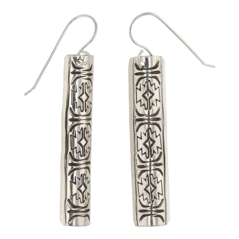 Navajo Plain Silver Rug Pattern Earrings (1 of 2)