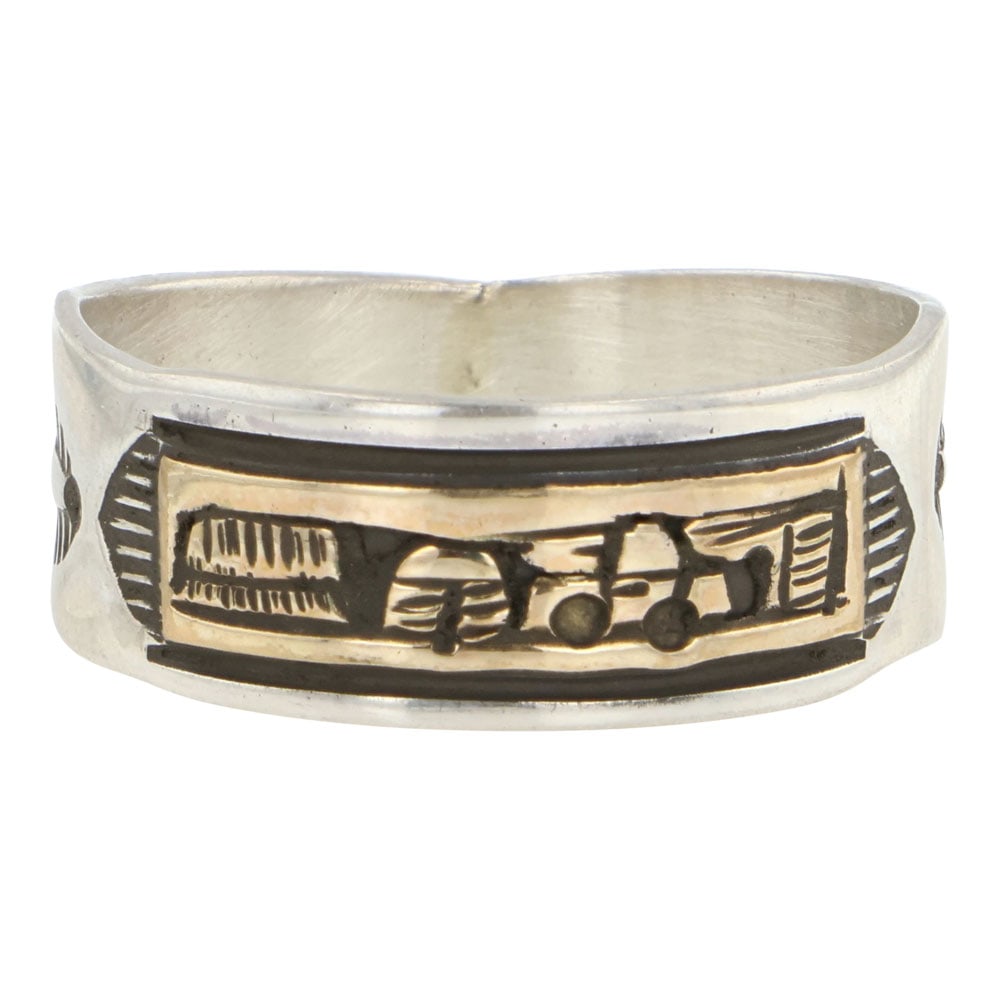 Herbert Tsosie Navajo Sterling Silver & Gold Filled Ring: Sterling Silver | | Herbert Tsosie Navajo Sterling Silver & Gold Filled Ring | Navajo Native American Southwest Indian Jewelry | Good (no breaks or damages) | Approximate Weight: 4 Grams | Ring: 12.25