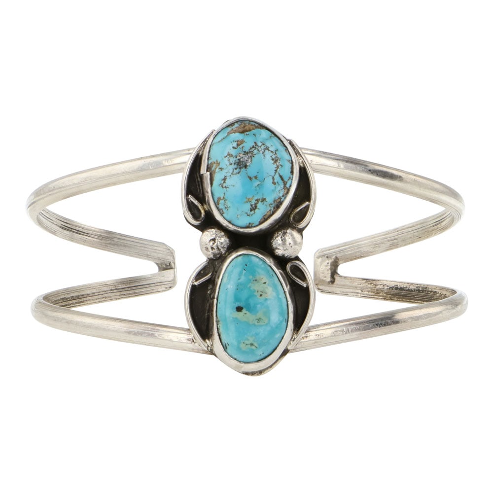 Gilbert Nez Navajo Kingman Turquoise Bracelet (1 of 3)