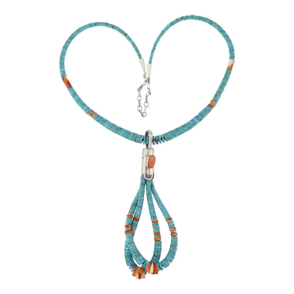 Vintage Santa Domingo Turquoise & Spiny Oyster Necklace (1 of 3)