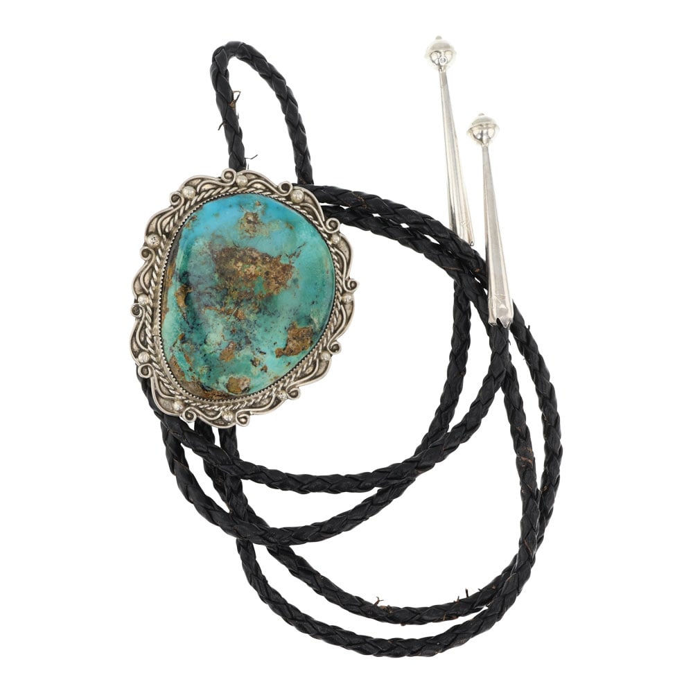 Vintage Navajo Pilot Mountain Turquoise Bolo Tie (1 of 3)