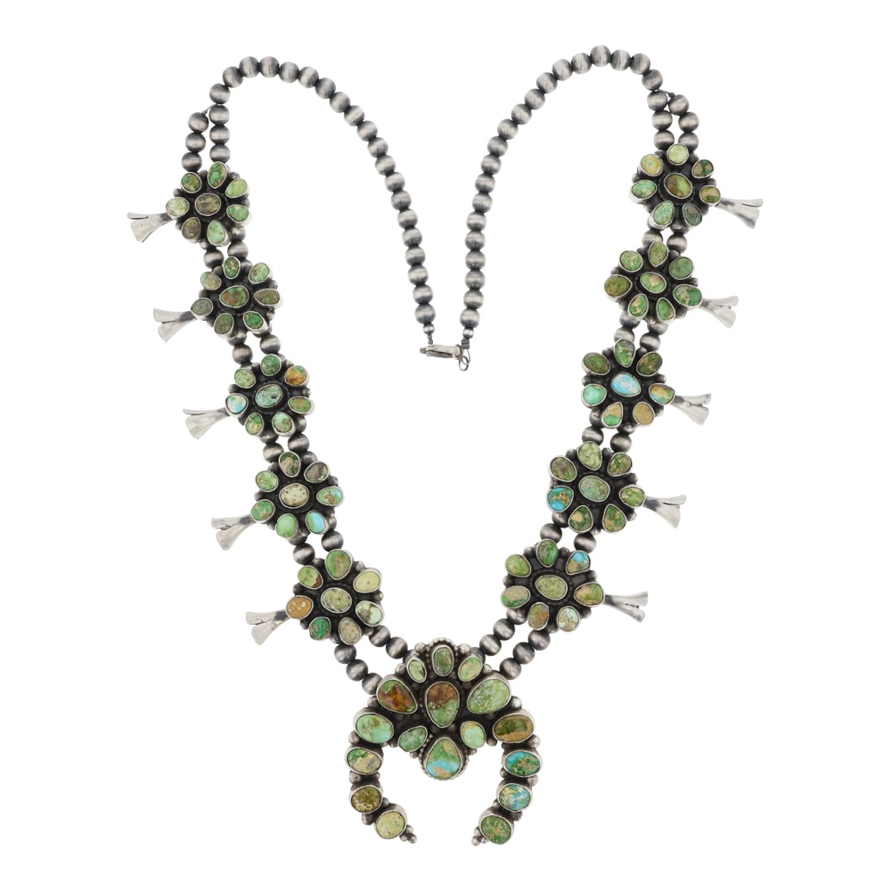 Sheila Becenti Navajo Nevada Turquoise Squash Blossom Necklace (1 of 4)