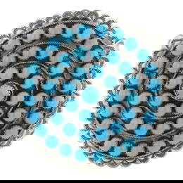 Mark Yazzie Sleeping Beauty Turquoise Detailed Large Masterpiece Cuff Bracelet
