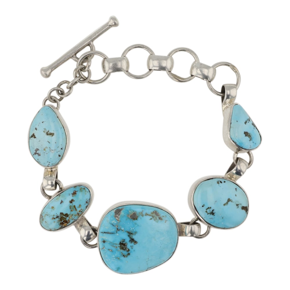 Navajo Kingman Turquoise Link Bracelet (1 of 2)