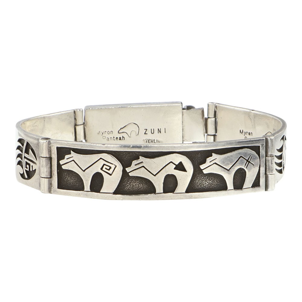 Myron Panteah Vintage Zuni Plain Silver Bear Link Bracelet (1 of 4)