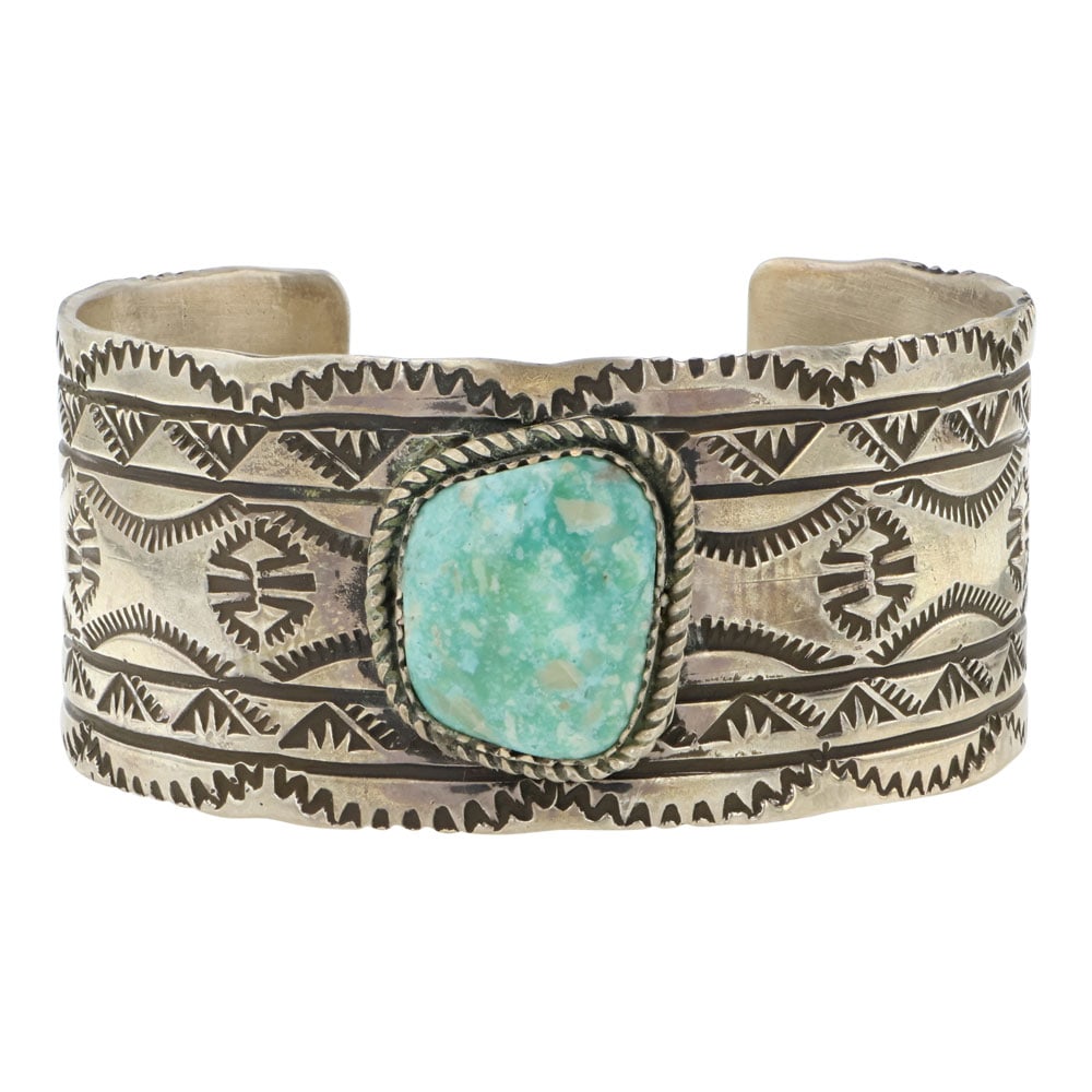 Rick Enriquez Navajo Compitos Turquoise Stamp Work Cuff bracelet (1 of 4)
