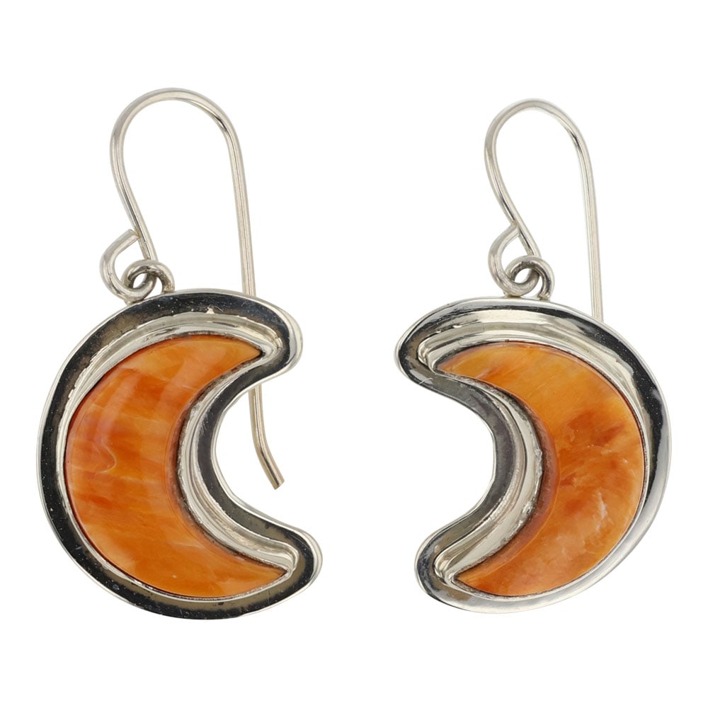 Chris Billie Navajo Spiny Oyster Earrings: Sterling Silver | Genuine Spiny Oyster | Chris Billie Navajo Spiny Oyster Earrings | Navajo Native American Southwest Indian Jewelry | Good (no breaks or damages) | Approximate Weight: 6 Grams | Earri