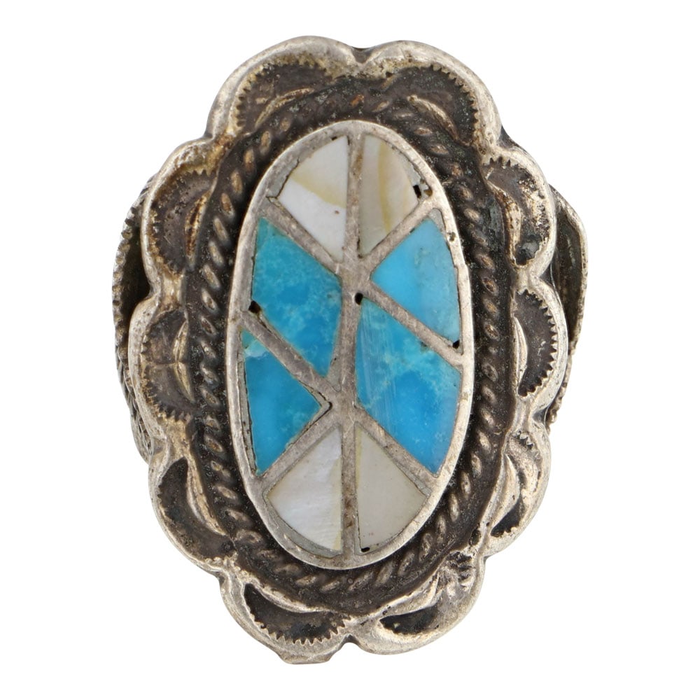 Vintage Navajo Turquoise & Shell Inlay Ring (1 of 3)