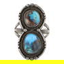 Vintage Navajo Two Stone Bisbee Turquoise Ring