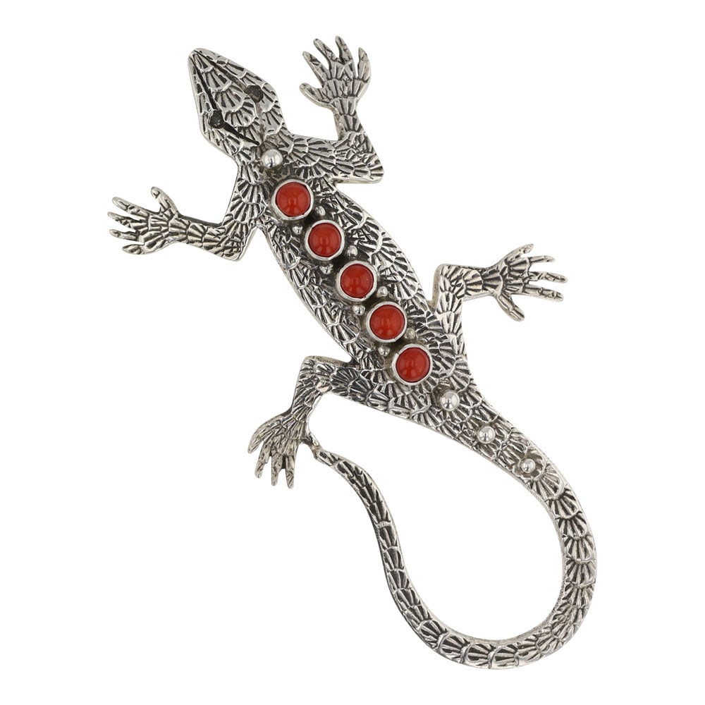 Lee Charlie Mediterranean Coral Lizard Pin/ Pendant (1 of 2)