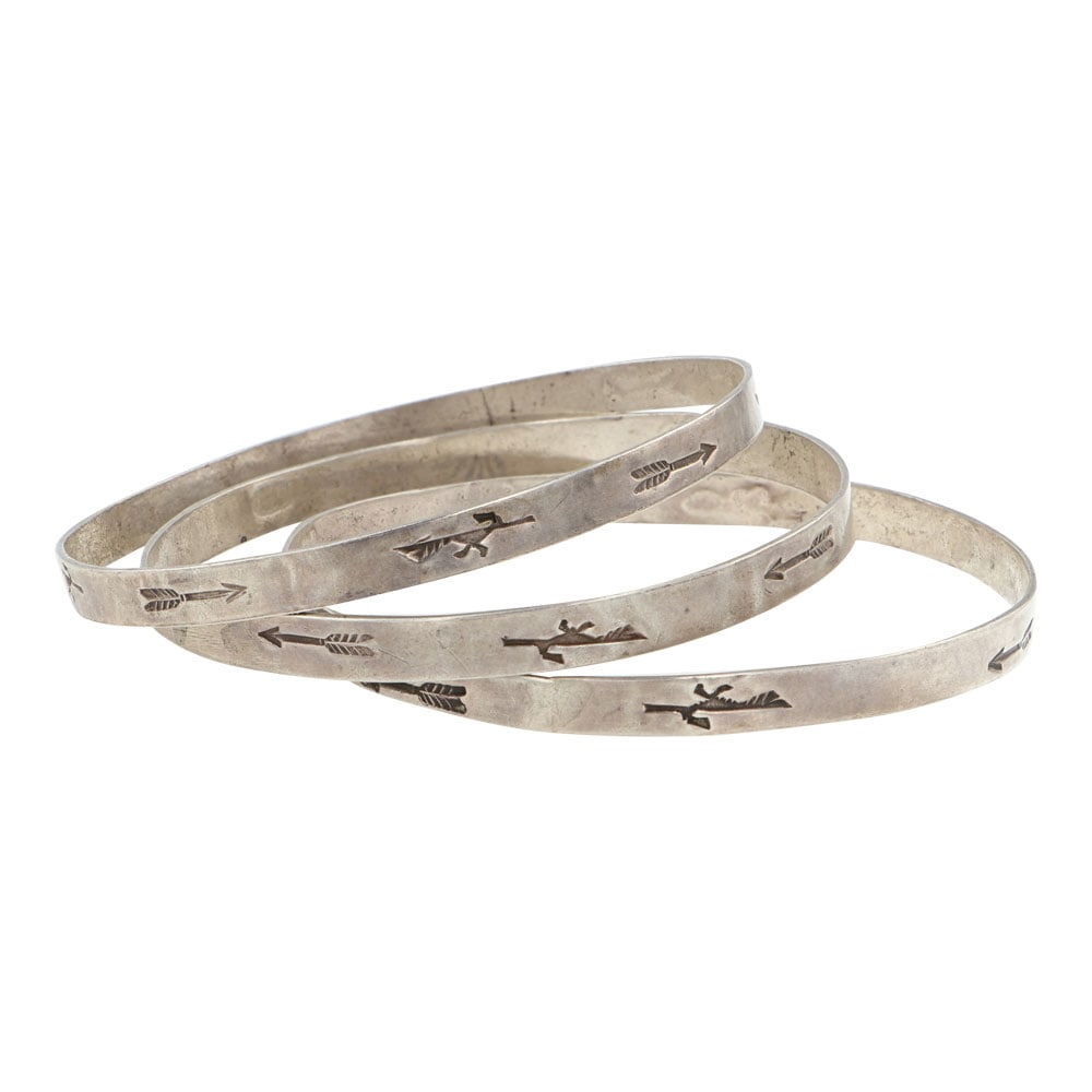 Lot of Three Vintage Plain Silver Bangles (1 of 3)