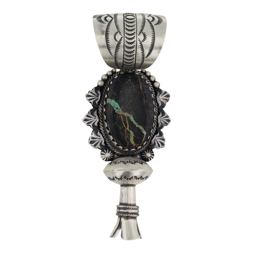 Randy Boyd Navajo Blackjack Turquoise Blossom Pendant (1 of 2)