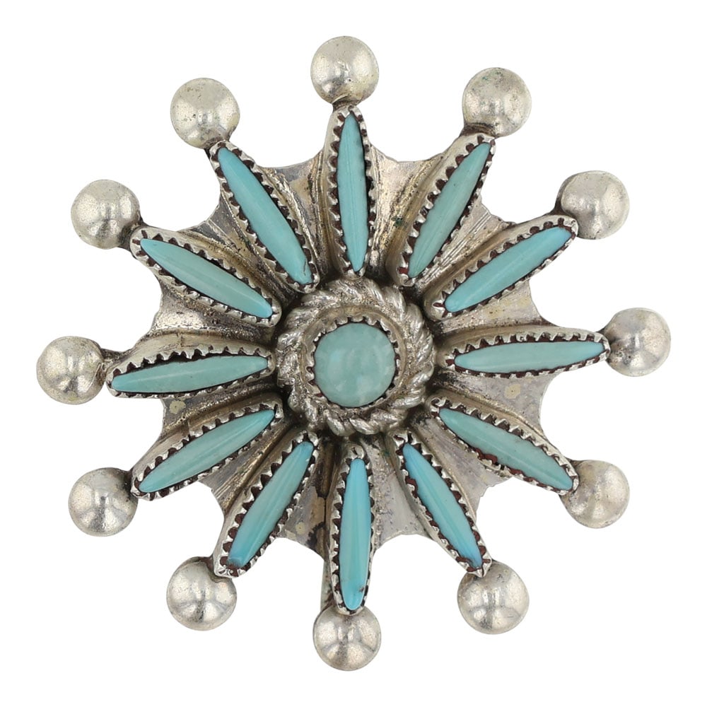 Vintage Zuni Needlepoint Turquoise Pin & Pendant (1 of 2)