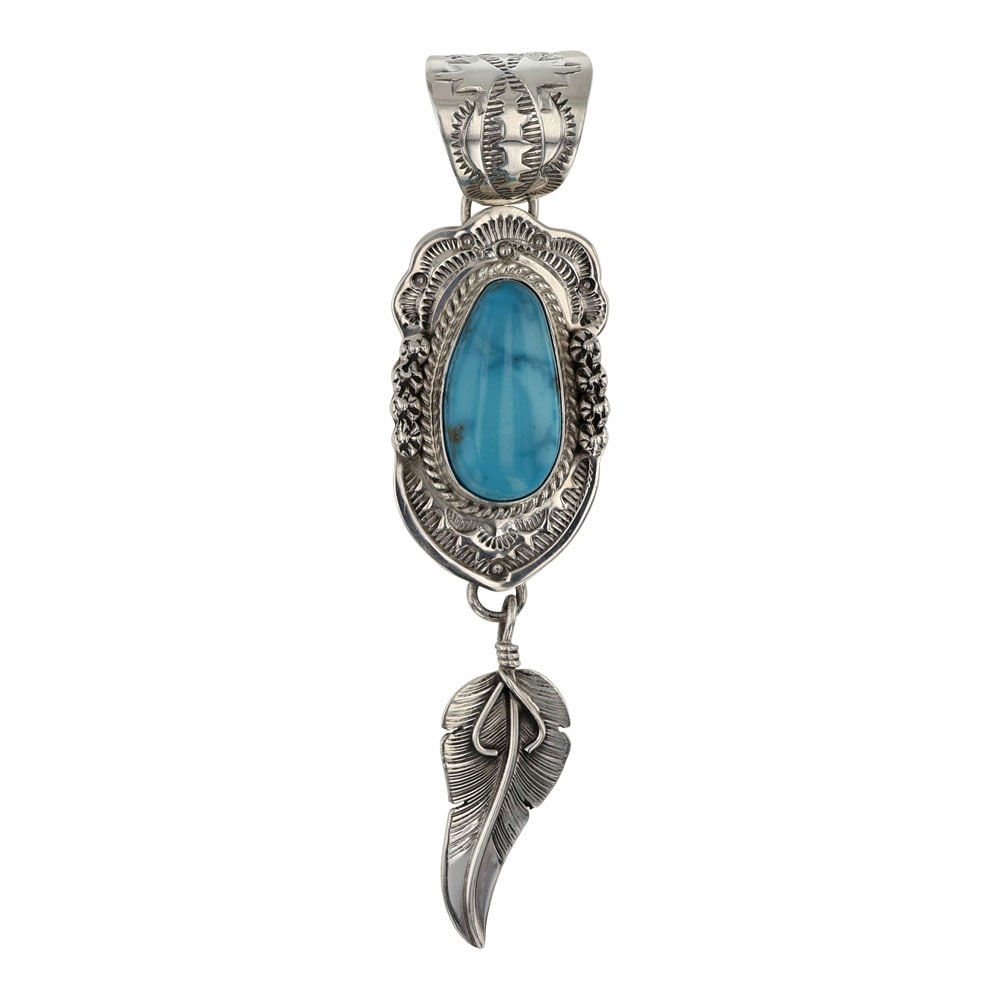 John Nelson Navajo Blue Gem Turquoise Pendant (1 of 2)