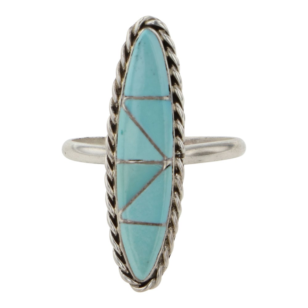 Vintage Zuni Sleeping Beauty Turquoise Inlay Ring (1 of 3)