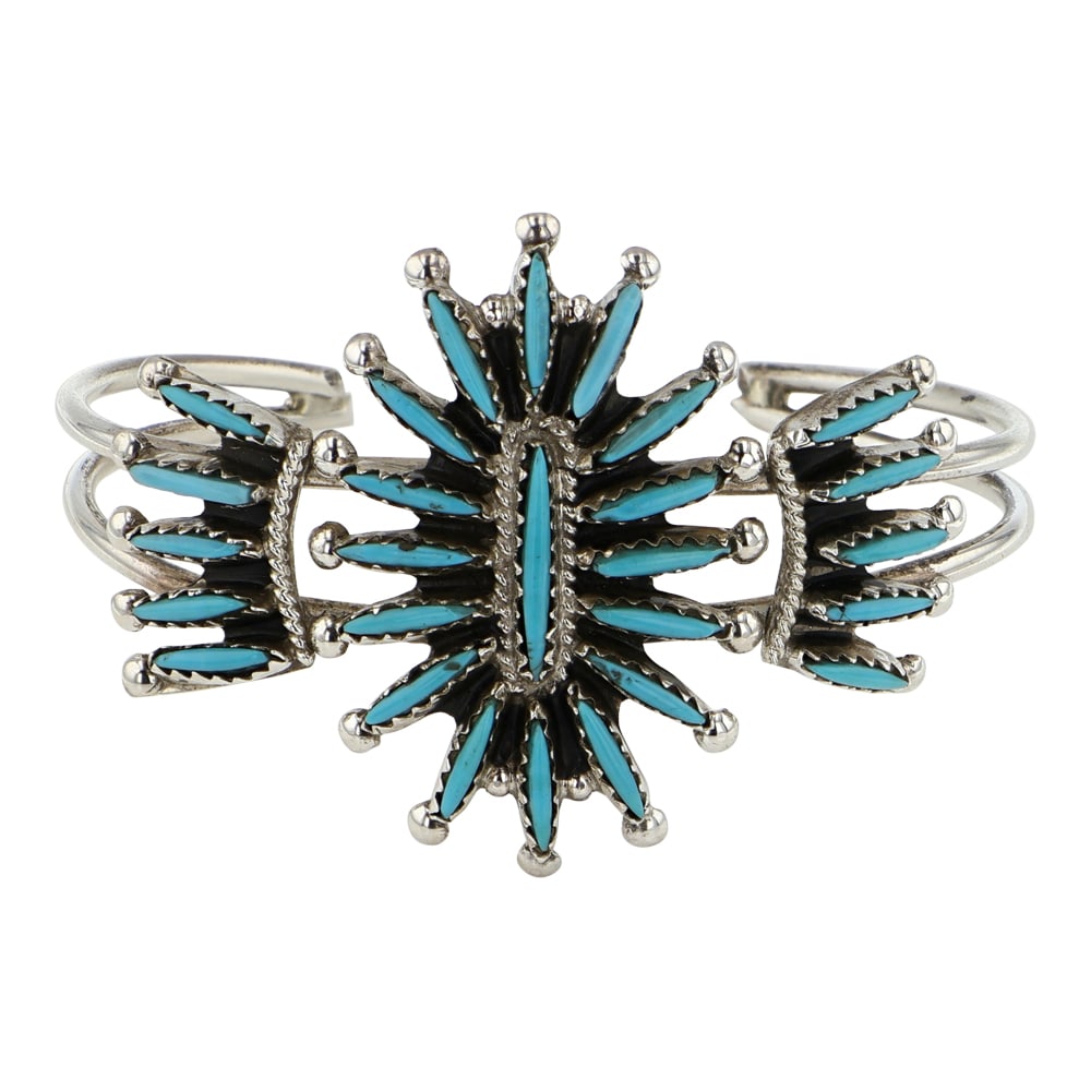Zuni Kingman Turquoise Needlepoint Cluster Bracelet (1 of 3)