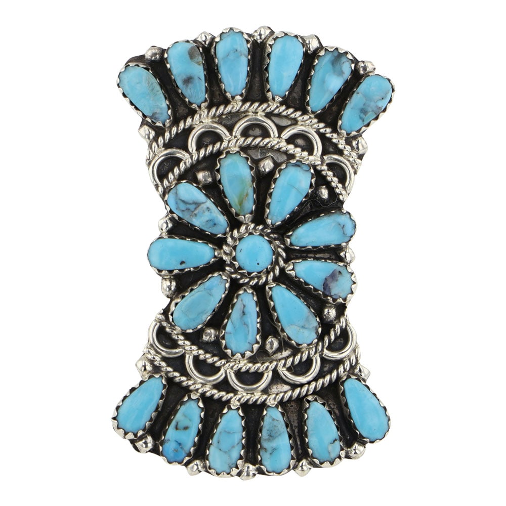 Zetia Begay Navajo Kingman Turquoise Cluster Ring (1 of 3)