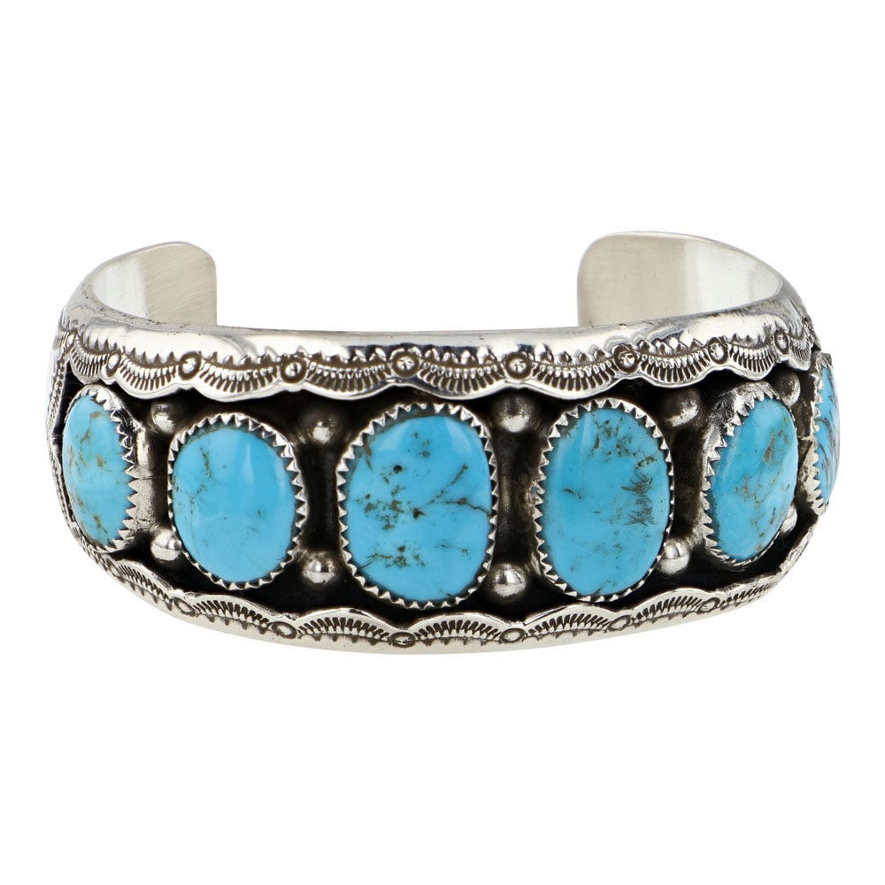 Wilbur Musket Navajo Kingman Turquoise Cuff Bracelet (1 of 3)