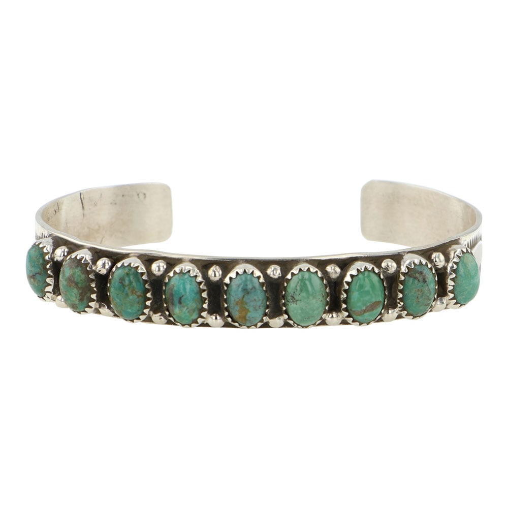Geraldine James Navajo Nevada Turquoise Row Cuff Bracelet (1 of 4)