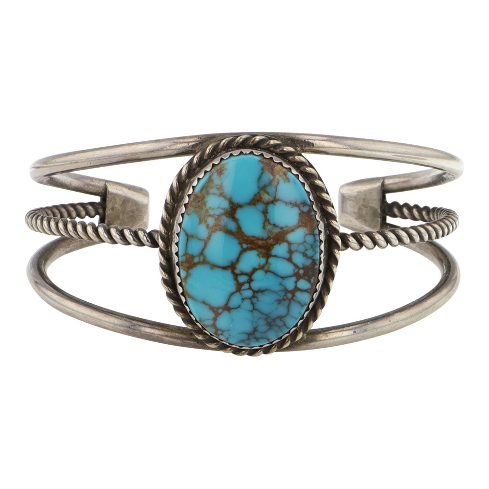 Navajo Spiderweb Turquoise Cuff Bracelet (1 of 3)