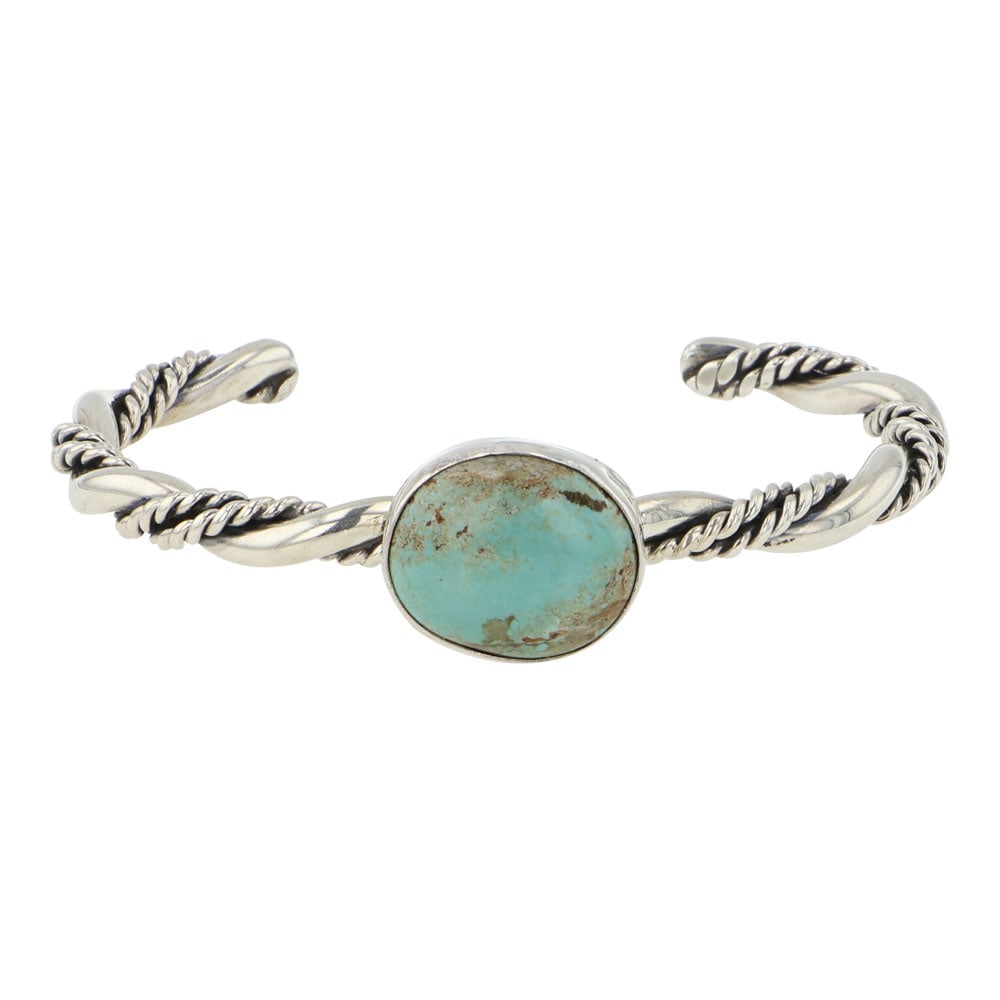 Navajo Nevada Turquoise Twist Wire Cuff Bracelet (1 of 3)