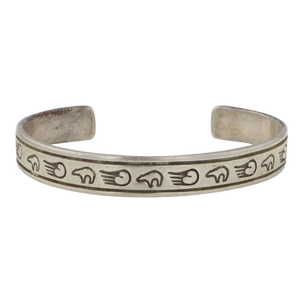 Vintage Navajo Plain Silver Bear Cuff Bracelet (1 of 3)