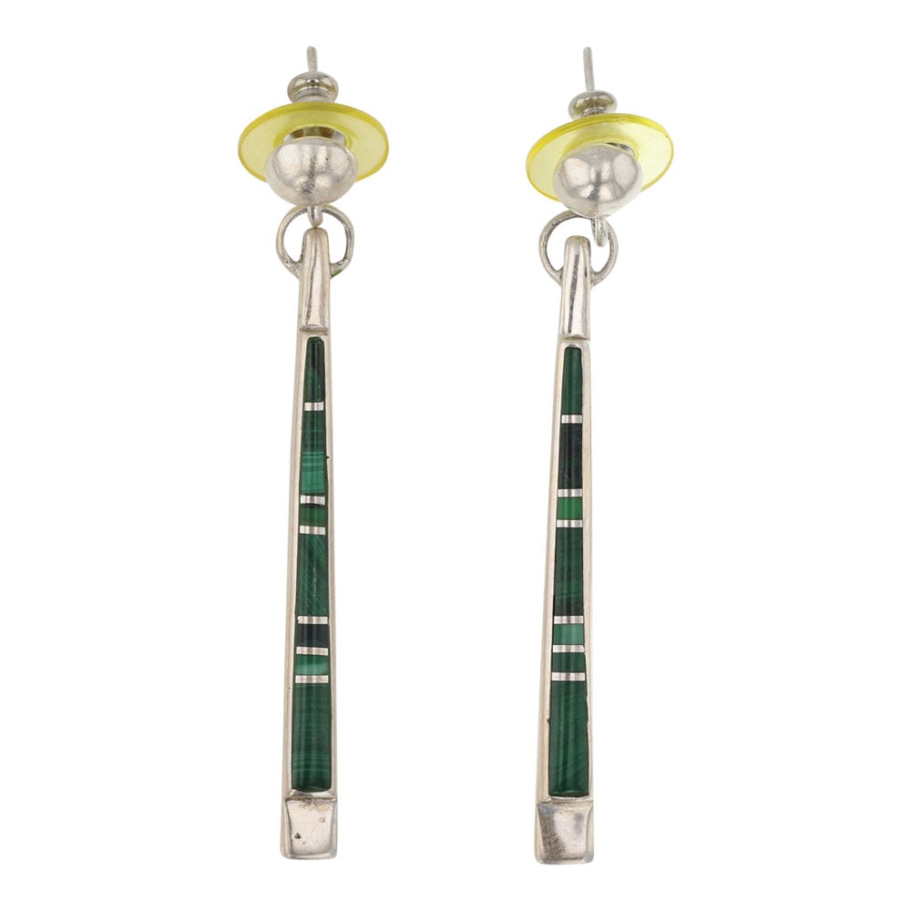 Navajo Malachite Inlay Earrings (1 of 2)