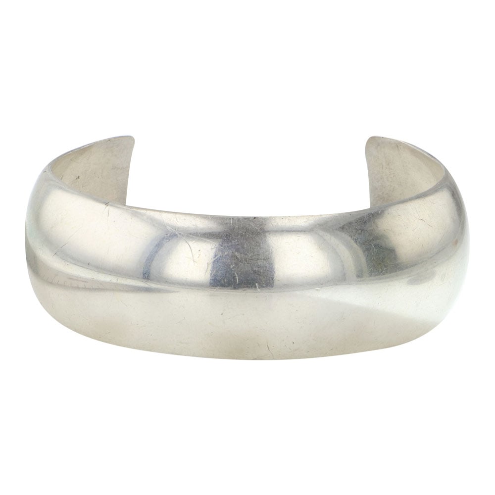 Vintage Navajo Plain Silver Domed Cuff Bracelet (1 of 3)