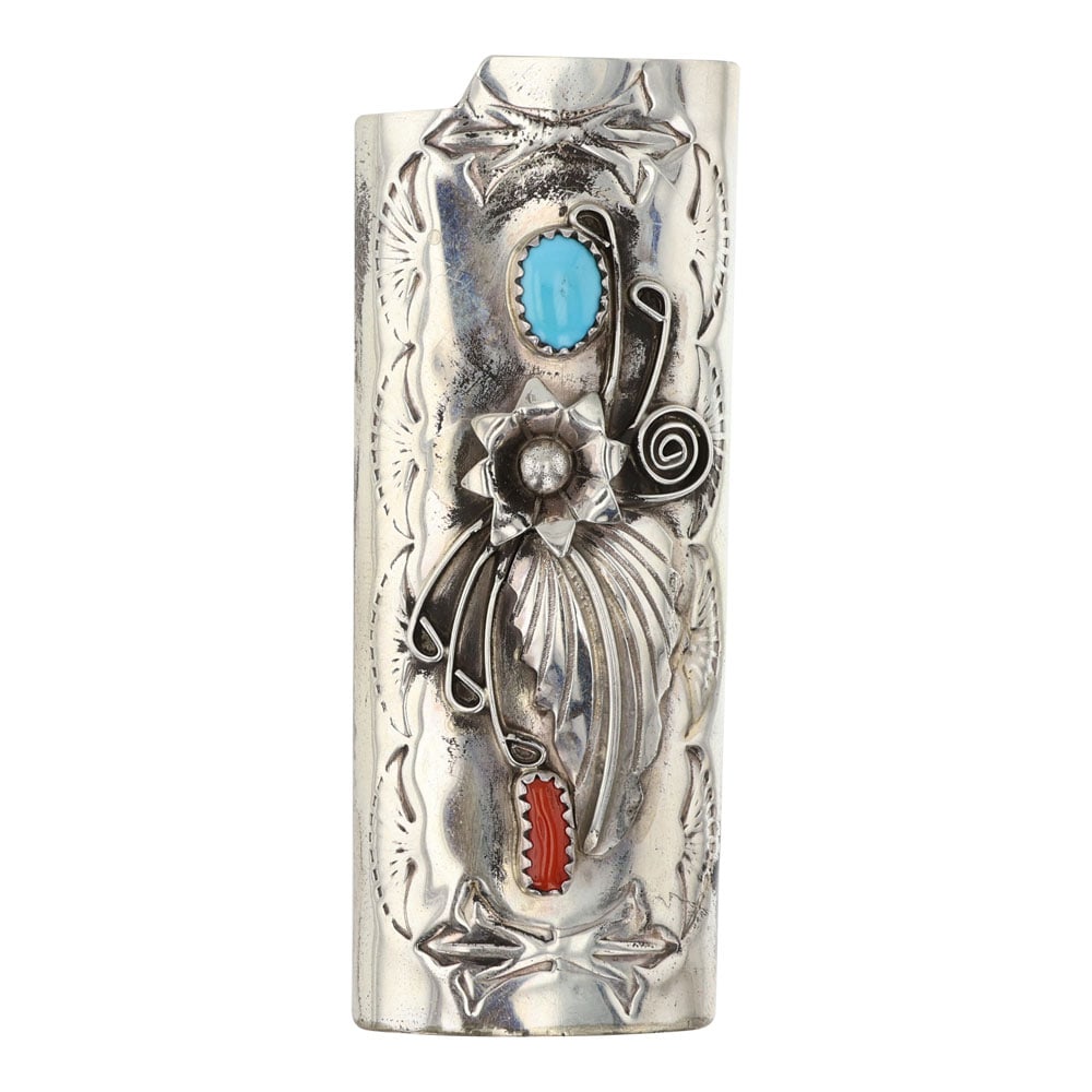 Navajo Turquoise & Coral Lighter Case (1 of 2)