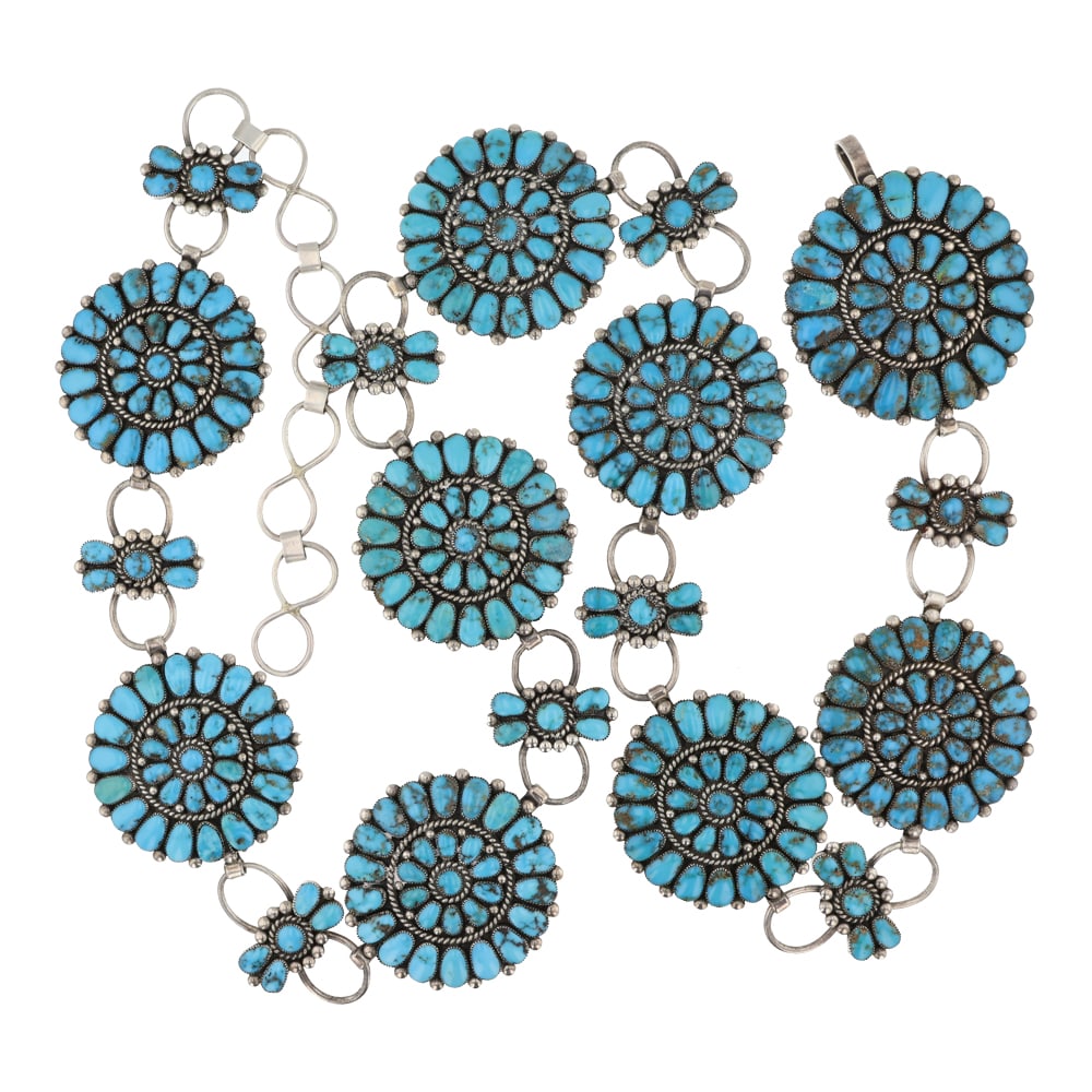 Vintage Zuni Blue Gem Turquoise Link Concho Belt (1 of 3)