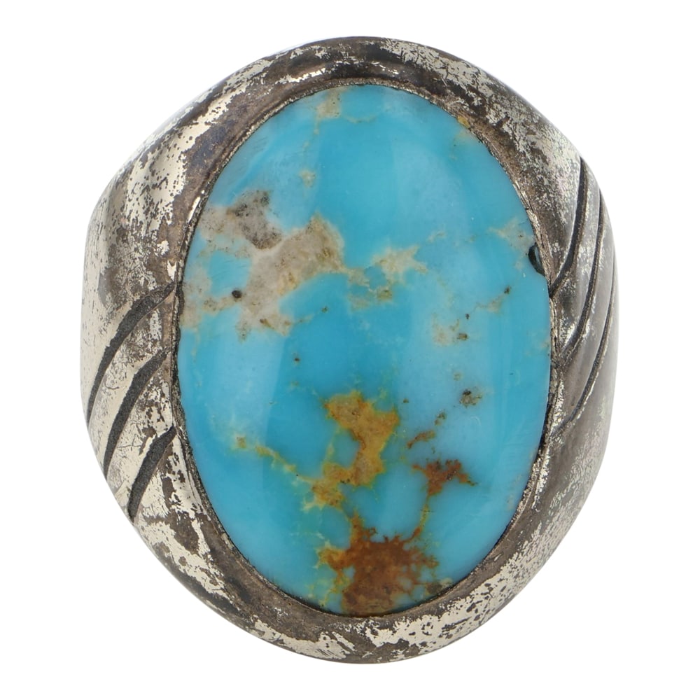 Vintage Navajo Nevada Turquoise Men's Ring (1 of 3)