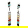 Zuni Turquoise Coral Mother of Pearl & Shell Inlay Earrings