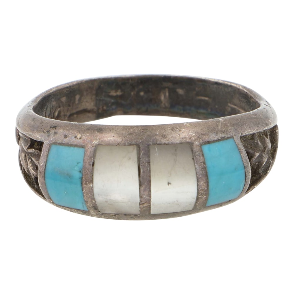 Vintage Navajo Turquoise & Shell Inlay Ring (1 of 3)