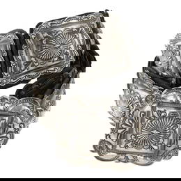 Terry Charlie Navajo Large Detailed Heavy Stamp Work Concho Belt