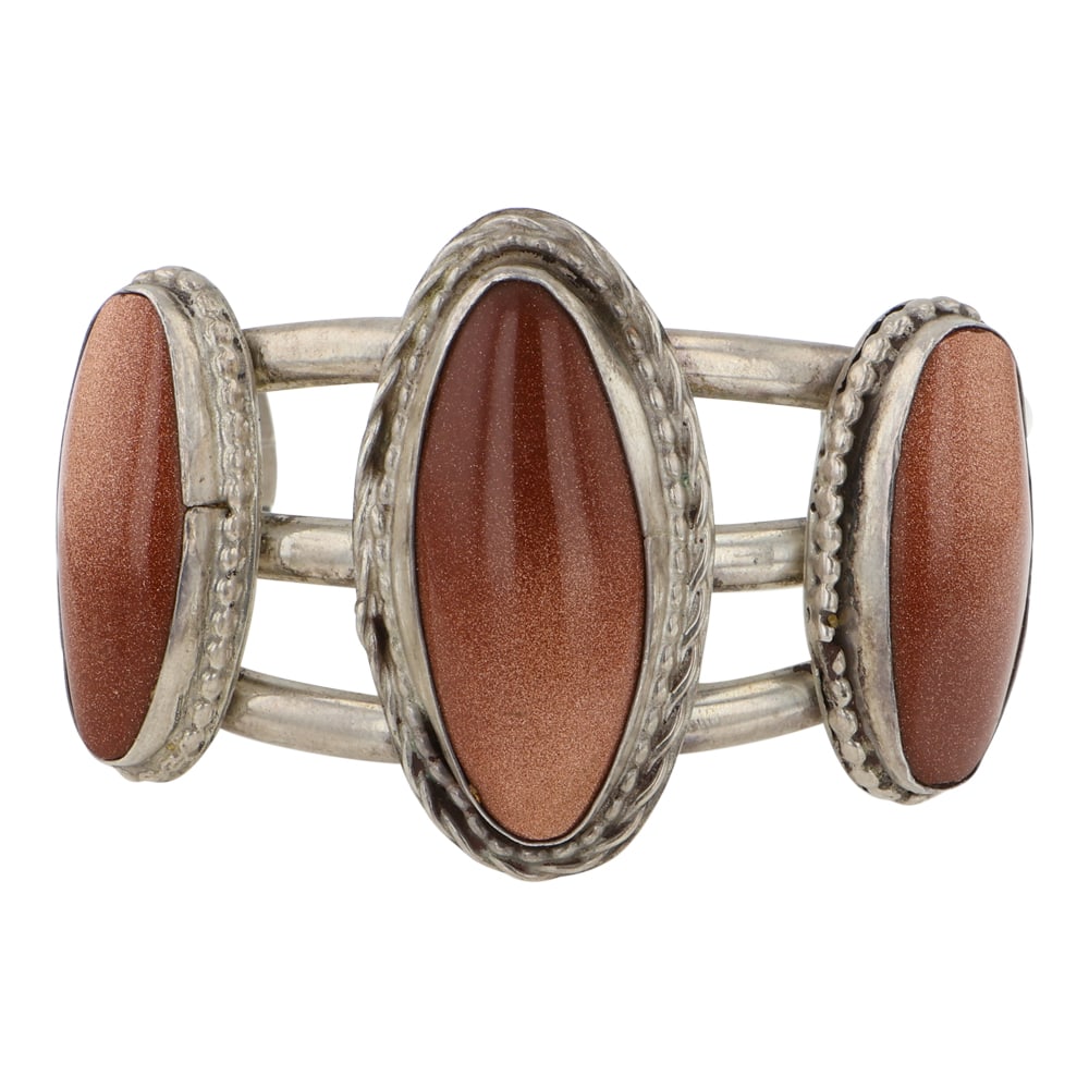 Navajo Sandstone Cuff Bracelet: Sterling Silver | Genuine Sandstone | Navajo Sandstone Cuff Bracelet | Navajo Native American Southwest Indian Jewelry | Good (no breaks or damages) | Approximate Weight: 49 Grams | Bracelet: 5" inner