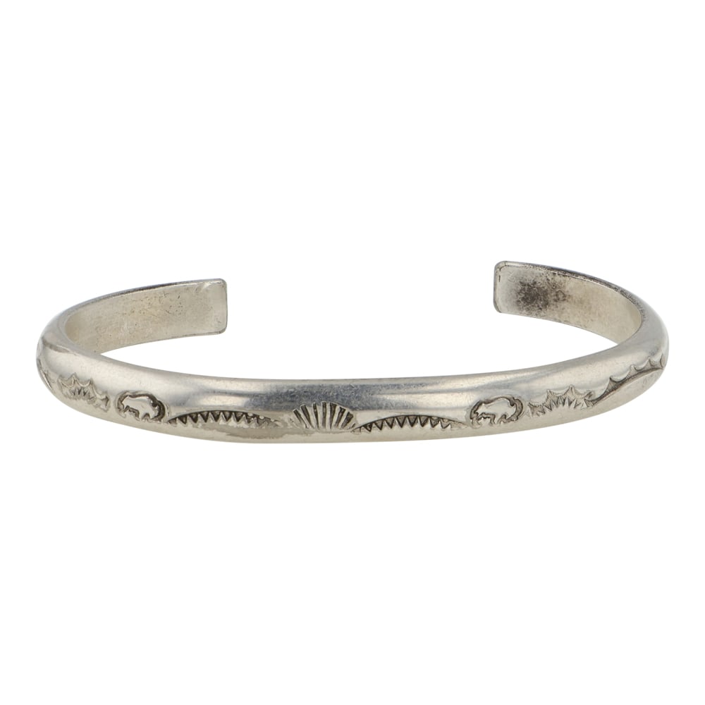 Navajo Plain Silver Stamp-Work Bracelet (1 of 4)
