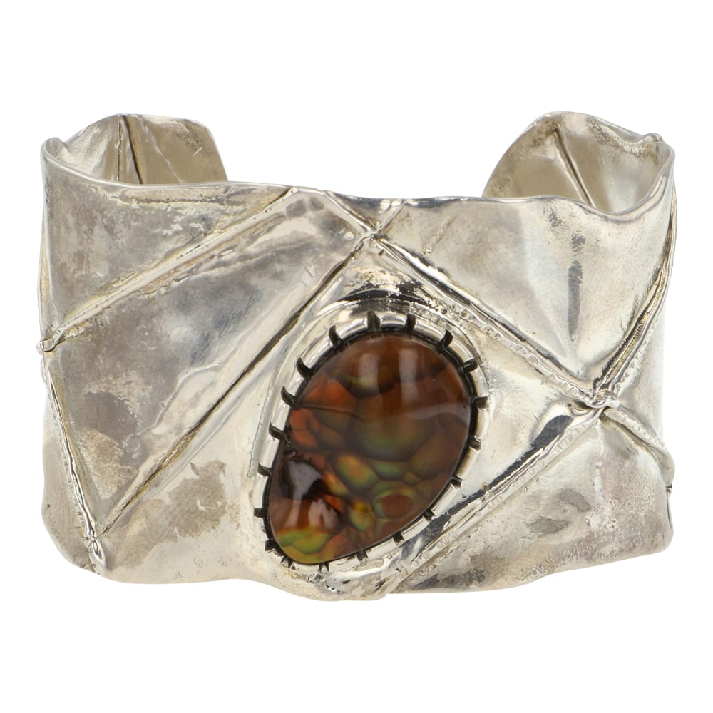 Ken Kirkbride Southwest Anglo Artist Fire Agate Cuff Bracelet (1 of 3)