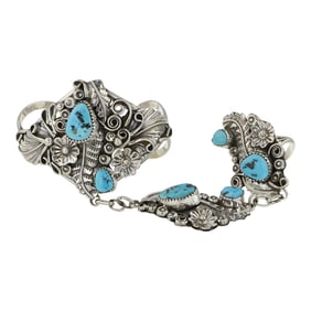 Harry B Yazzie Navajo Kingman Turquoise Slave Bracelet
