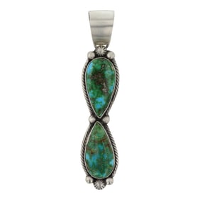 Sheila Tso Navajo Sonoran Gold Turquoise Two Stone Pendant