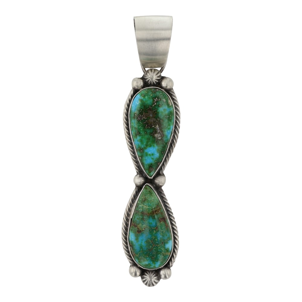 Sheila Tso Navajo Sonoran Gold Turquoise Two Stone Pendant (1 of 2)