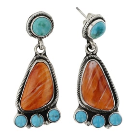 Navajo Turquoise & Spiny Oyster Earrings
