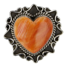 Navajo Spiny Oyster Heart Adjustable Ring