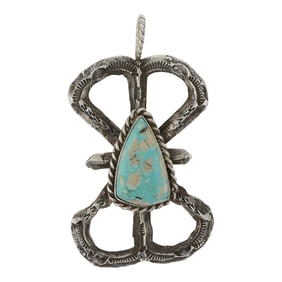 Damian Cotton Navajo Nevada Turquoise Pendant