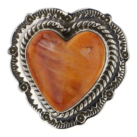 Navajo Spiny Oyster Heart Adjustable Ring